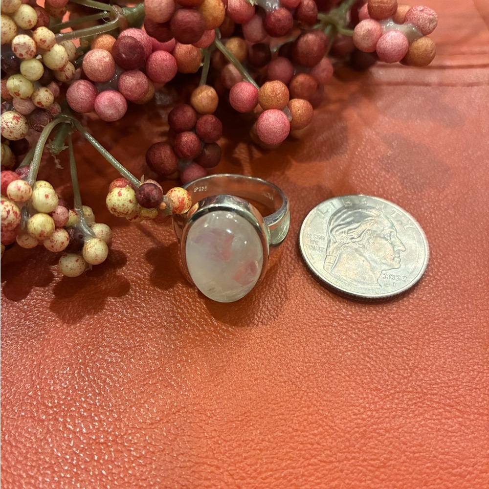 Sharp Moonstone Large Oval Shaped Ring Bezel Set.… - image 7